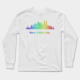 Rainbow New York City skyline Long Sleeve T-Shirt